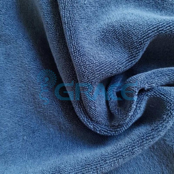 Ткань махра - натуральная хлопковая трикотажная петельчатая, в синем цвете