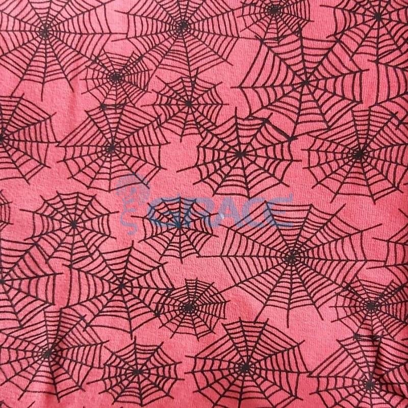 Футер 280 гр. - ткань хлопковая, трикотажная, петельчатая, с узором паутинка розовая