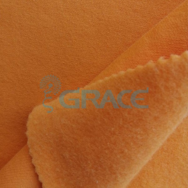 Футер - ткань хлопковая с начесом оранжевая