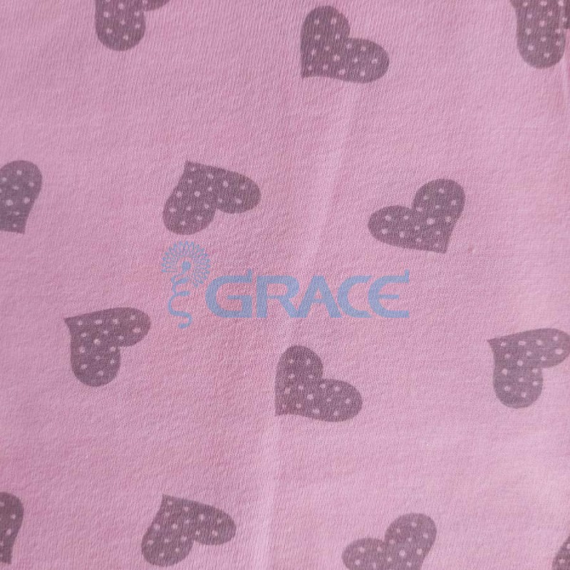 Кулирка - ткань хлопковая трикотажная, розовая с рисунком сердца