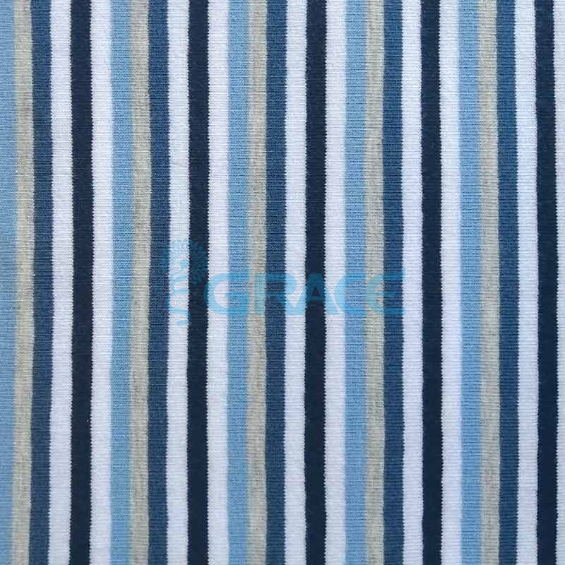 Кулирка MSL 1205 - ткань хлопковая трикотажная, полоса 4 цвета: синий, голубой, серый, белый