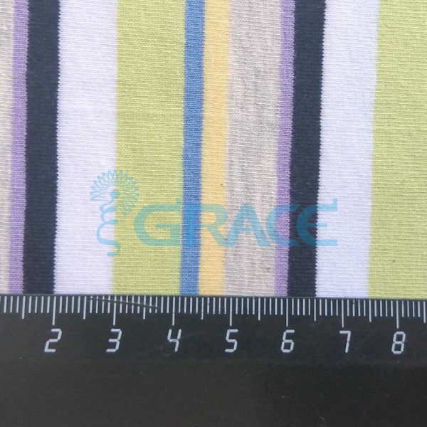 Кулирка MSL 1205 - ткань хлопковая трикотажная, полоса 6 цветов: зеленый, синий, желтый, серый, сиреневый, черный, белый