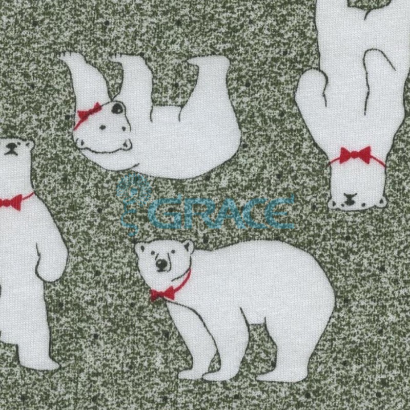 Футер 280 гр. - ткань хлопковая, трикотажная, петельчатая, с рисунком северные мишки
