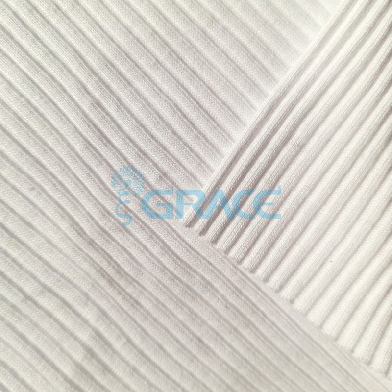 Ткань лапша - натуральная трикотажная, эластичная в белом цвете с полосками