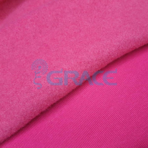 Ткань футер 310 гр. - ткань хлопковая, с начесом, цвет фуксия (ярко-розовый)