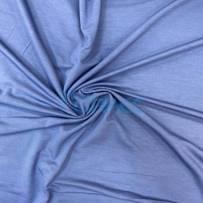 Вискоза - ткань натуральная трикотажная, эластичная в голубом цвете