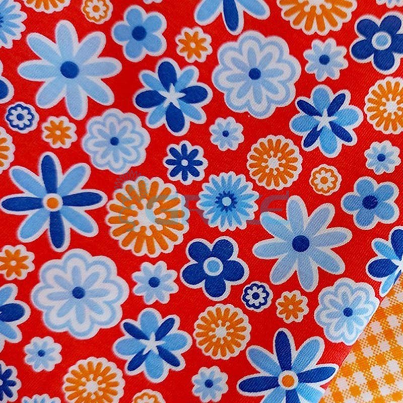 Кулирка джерси - ткань хлопковая трикотажная, красная с ярким цветочным узором