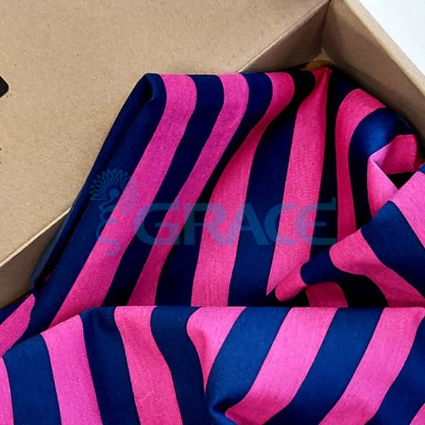 Кулирка джерси - ткань хлопковая трикотажная, в полоски розового и синего цвета