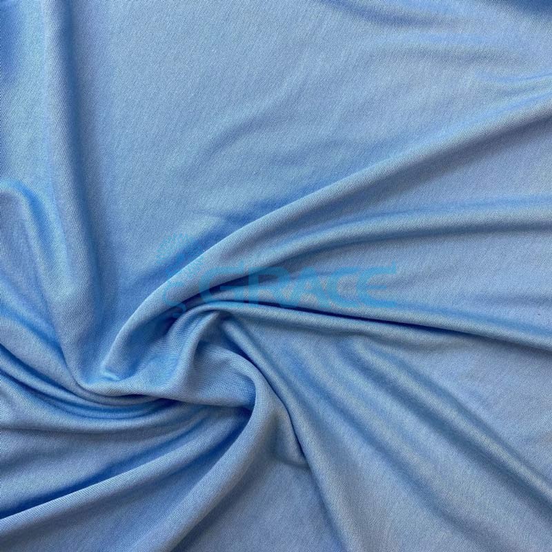 Кулирка джерси касабланка - ткань трикотажная из вискозы, синяя струящаяся