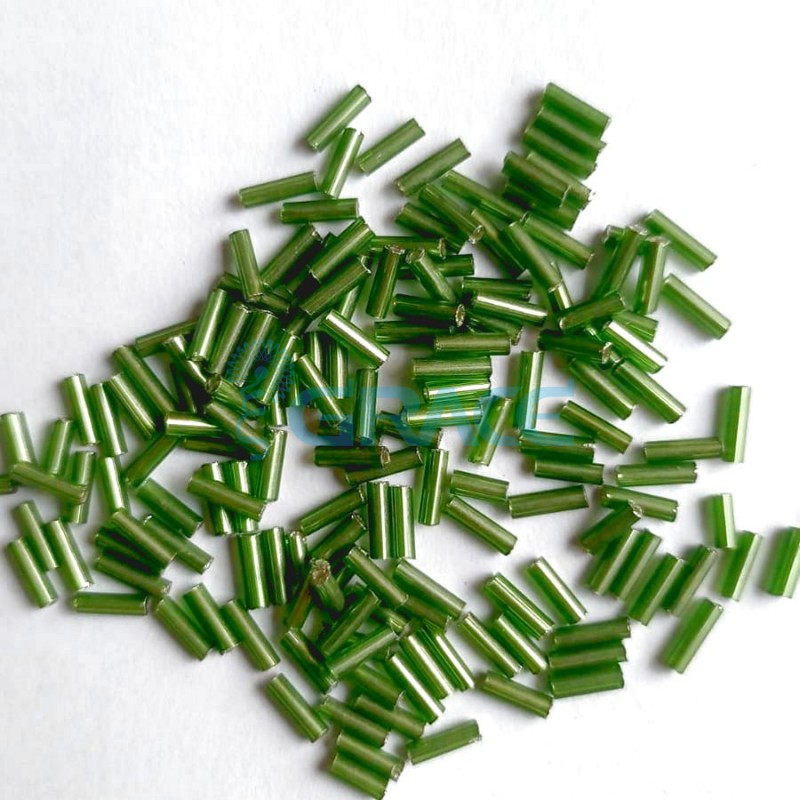 Бисер стеклярус 7 мм., цвет зеленый 1s