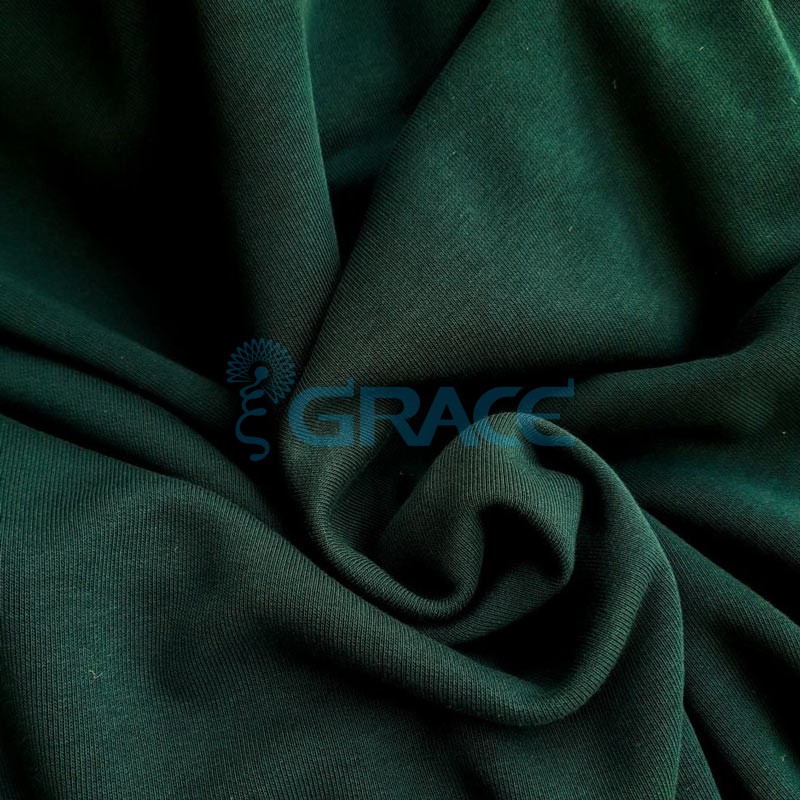 Футер 320 гр. - ткань хлопковая, петельчатый, глубокий темный оттенок бутылочно-зеленого