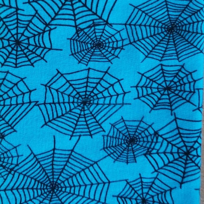Футер 280 гр. - ткань хлопковая, трикотажная, петельчатая, с узором паутинка голубая