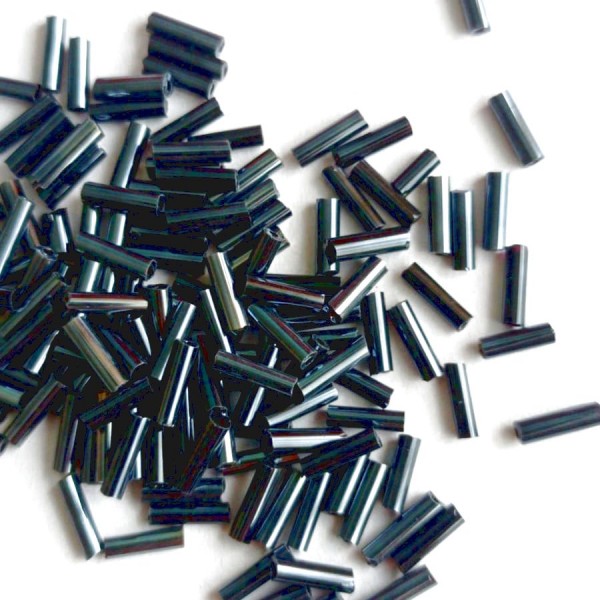 Бисер стеклярус 7 мм. (цвет: черный 7s)