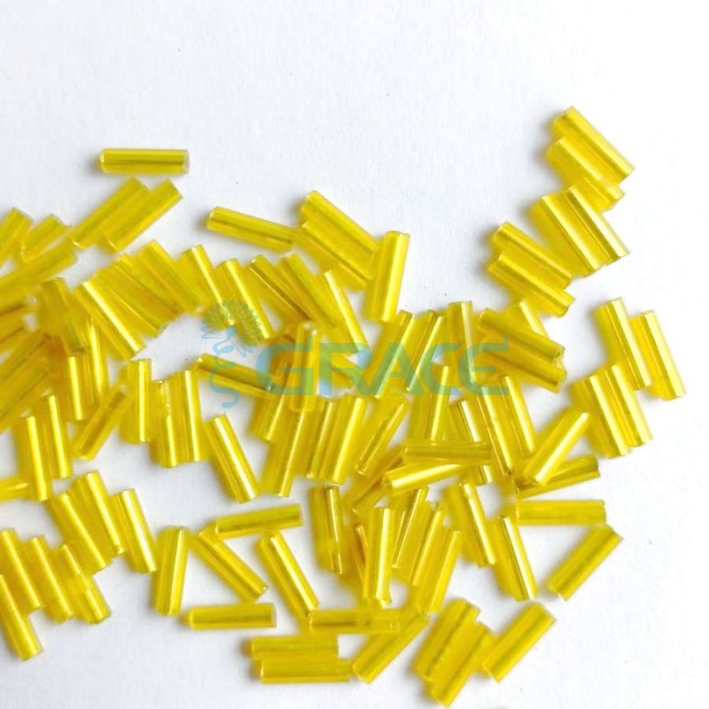 Бисер стеклярус 7 мм., цвет желтый 2s