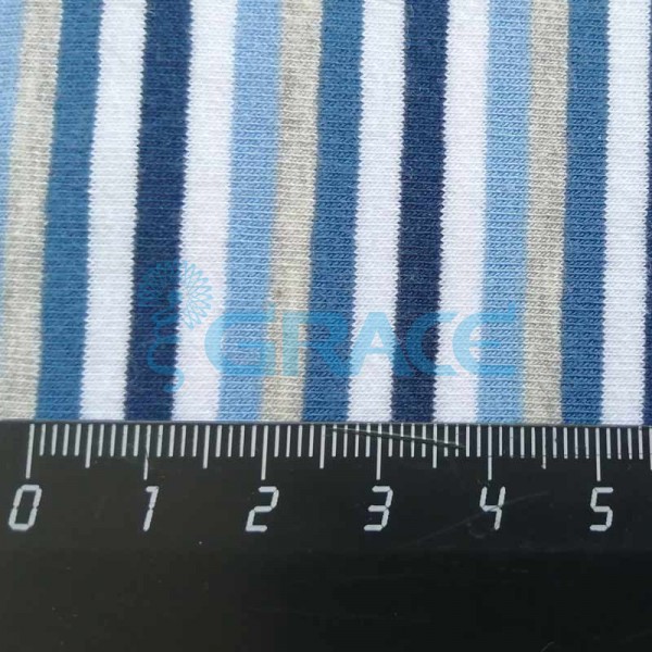 Кулирка MSL 1205 - ткань хлопковая трикотажная, полоса 4 цвета: синий, голубой, серый, белый