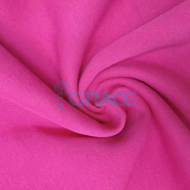 Ткань футер 310 гр. - ткань хлопковая, с начесом, цвет фуксия (ярко-розовый)