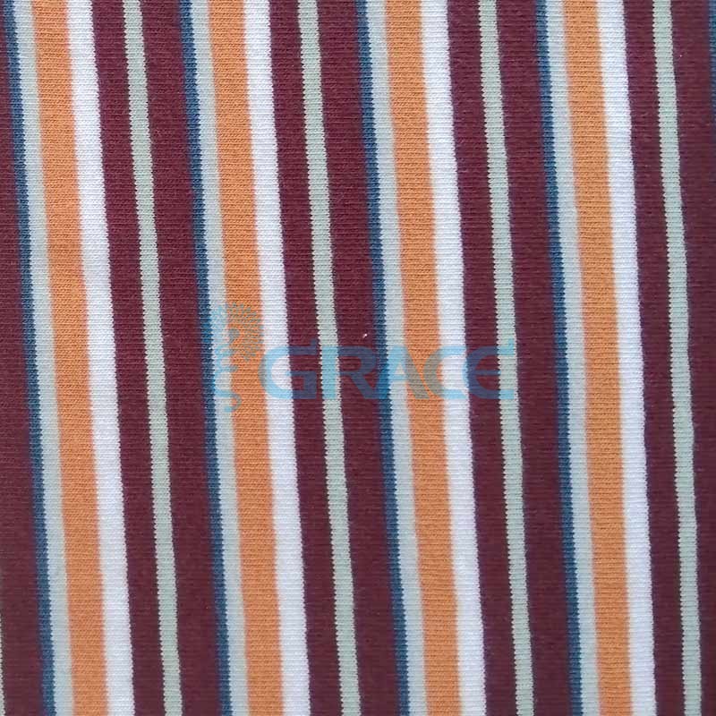 Кулирка MSL 1205 - ткань хлопковая трикотажная, полоса 4 цвета: красный, оранжевый, синий, белый