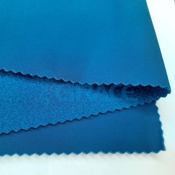 Ткань бифлекс флисом (начесом) Carvico 450 Vuelta трикотажная, цвет: синий