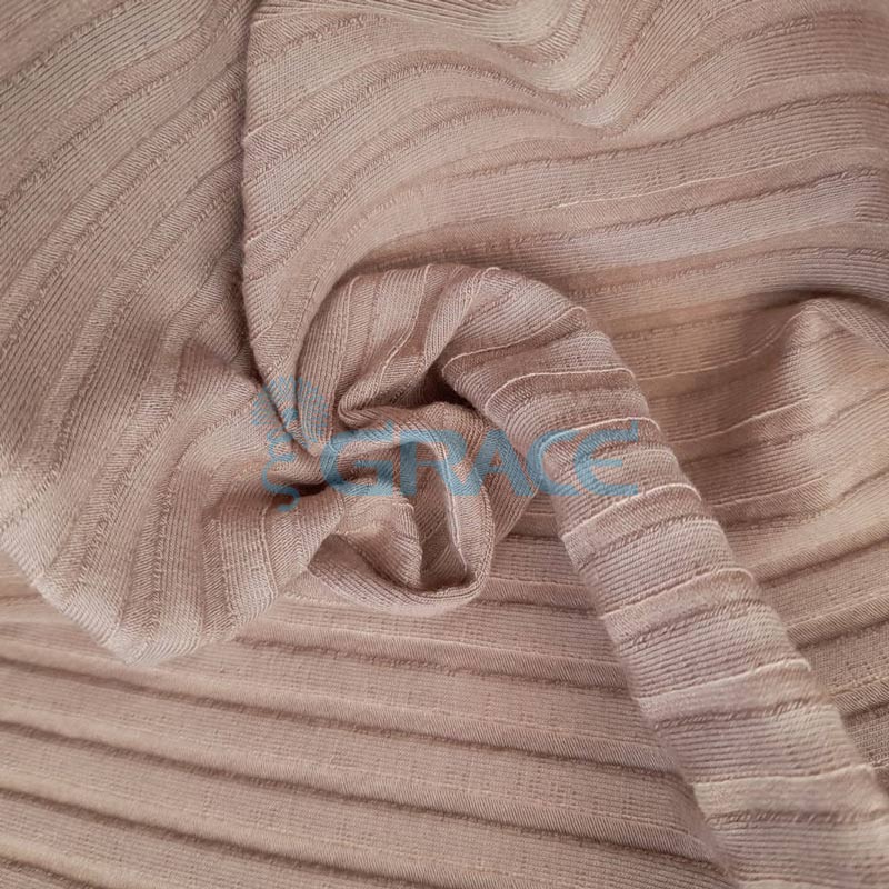 Вискоза - ткань натуральная трикотажная, эластичная с рельефными полосами в цвете латте