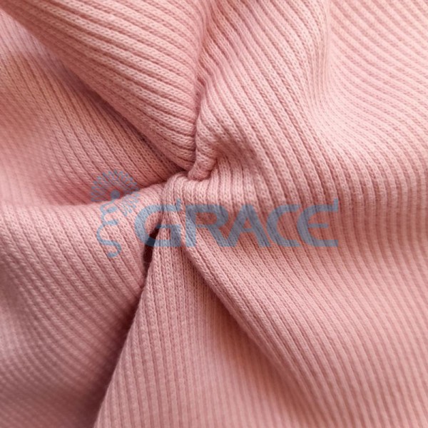 Рибана - ткань хлопковая трикотажная, с рубчиком в светло-розовом цвете