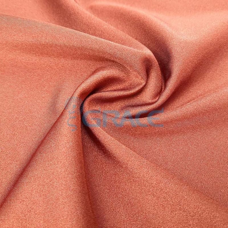 Ткань бифлекс с блеском Carvico 544 Sumatra трикотажная, цвет: оранжевый
