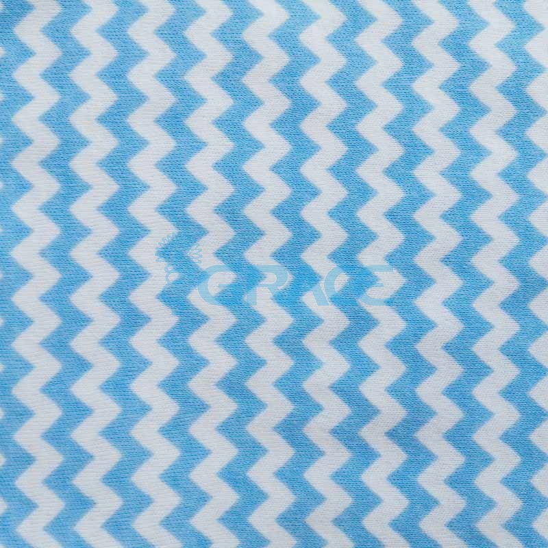 Интерлок с голубой ломаной линией зиг-заг - ткань хлопковая трикотажная с рисунком 