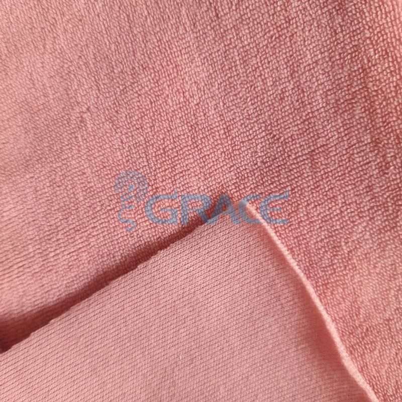 Ткань махра - натуральная хлопковая трикотажная петельчатая, в розовом цвете