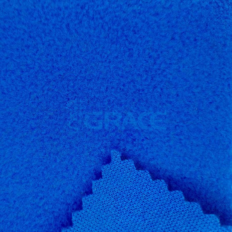 Полар флис 7552 F - ткань односторонняя с начесом, цвет синий