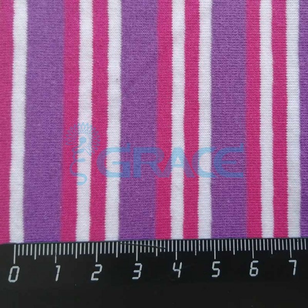 Кулирка MSL 1205 - ткань хлопковая трикотажная, в полоску 3 цвета: фиолетовый, малиновый, белый
