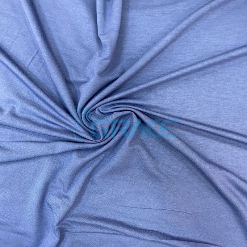 Кулирка джерси милано - ткань трикотажная из вискозы, синяя струящаяся