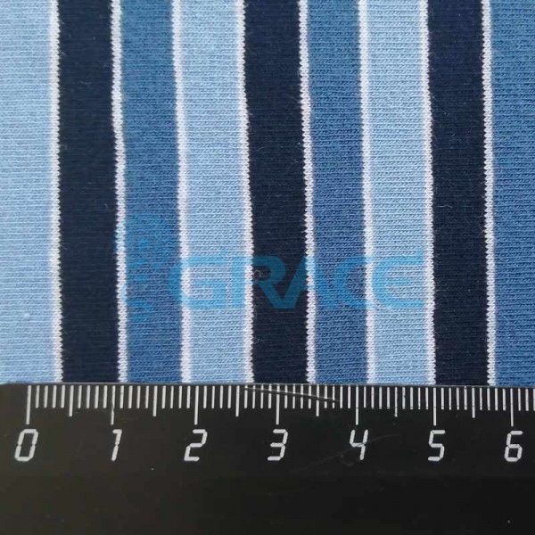 Кулирка MSL 1205 - ткань хлопковая трикотажная, полоса 4 цвета: черный, белый, синий, голубой