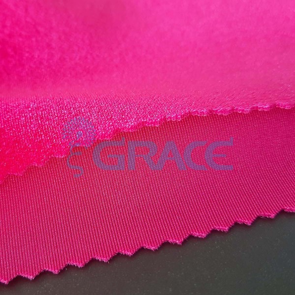 Ткань бифлекс велюр Carvico 361 Panama трикотажная, цвет: ярко-розовый